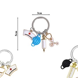 Vasemele 4 Pieces Nurse Key Chain Accessories Nurse Keychain Metal Key Chain Hanging Pendant Key Chain Nurse Doctor Doctor Assistant Gifts Nurse, Colour mix