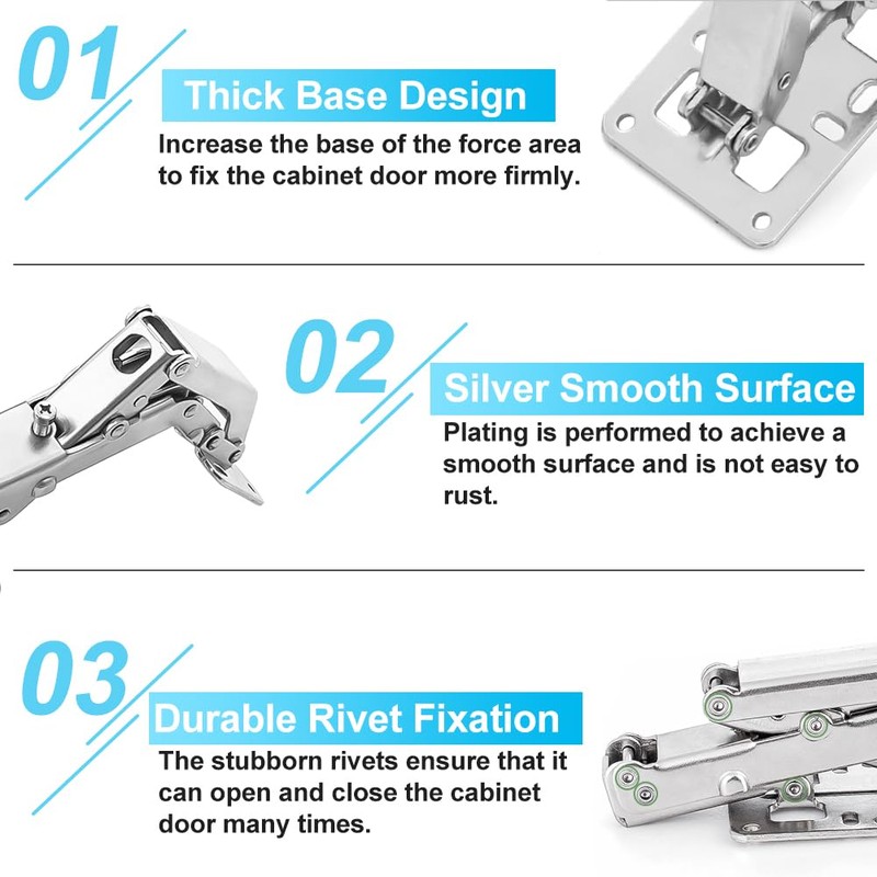 CYNNXIA 2 PCS 170 Degree Cabinet Hinge Kitchen Cupboard Doors