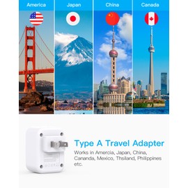 US to Japan Plug Adapter, HANYCONY Japan Power Travel Adpter with 2 Outlets 3 USB Ports(2 USB C), Type A Plug Adapter for Amercian USA to Japanese China Canada Mexico Philippines Peru