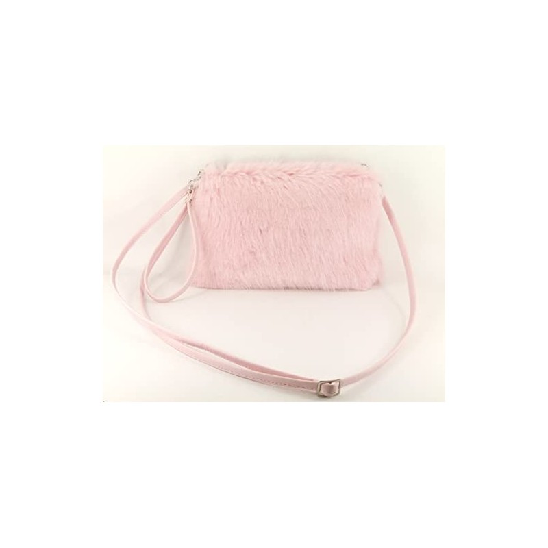 LONI Clutch Shoulder Crossbody HandBag Faux Fur in Pink