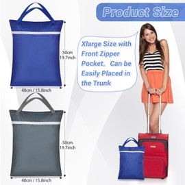 Sublaga 2 Pcs Large Travel Laundry Bag, Washable Waterproof Wet Dry Bag Large Dirty Clothes Bag Bathing Suit Workout Bag for Gym Clothes Laundry Wet Clothes Swimming Yoga (Gray + Blue)