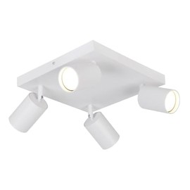Echo Square LED Spot Light, 4 Head 20W GU10, 350° Rotatable, Matt Black (White)