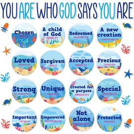 Christian Bulletin Board Decorations Inspirational Jesus Bulletin Board Sets Summer God Says You Are Religious Classroom Wall Decor VBS Motivational Cutouts for Sunday School Home Church Supplies