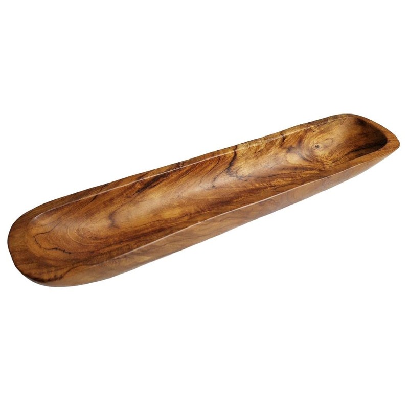 Windalf Galina Rustic Teak Wood Bowl 33 cm Antipasti Baguette