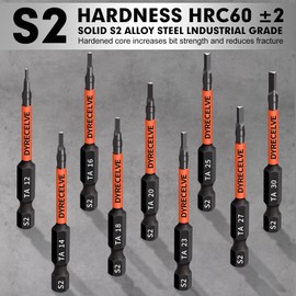 10-Pack Triangle Screwdriver Set - Premium S2 Steel Triangle Bit Set (2.56" Long Magnetic Head) 1/4 Hex-Shank, Sizes: TA12, TA14, TA16, TA18, TA20, TA23, TA25, TA27 (x2), TA30, Professional & DIY Use