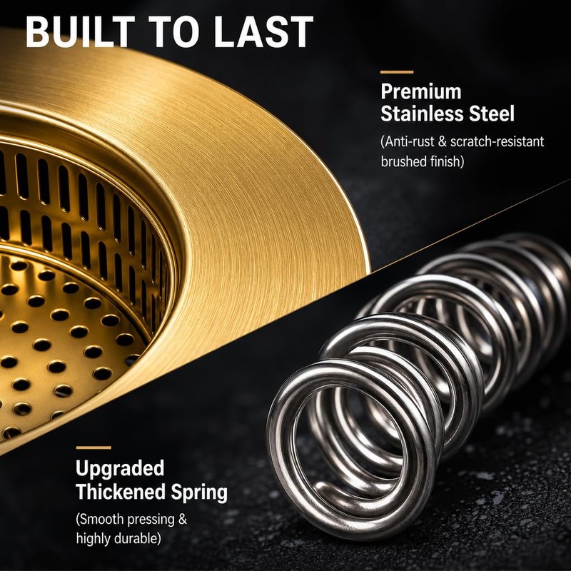 Snailhouse Sink Drain Strainer, 3 in 1 Kitchen Stainless Steel