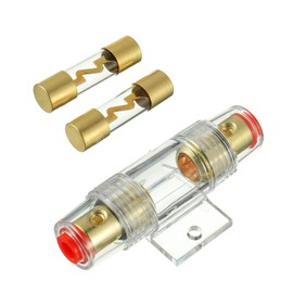 SIGANDG AGU Fuse Holder Inline Gold-Plated with 2 Pieces 60A AGU Fuse for Automotive Audio Power Safety Protection (60A)