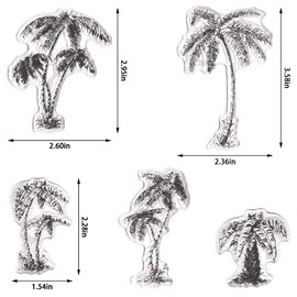 Threetols Coconut Tree Clear Stamps for Card Making, Summer Tree Clear Rubber Stamps Vacation Stamps for Holiday Card Making Decor DIY Scrapbooking Transparent Album Decor Paper Craft