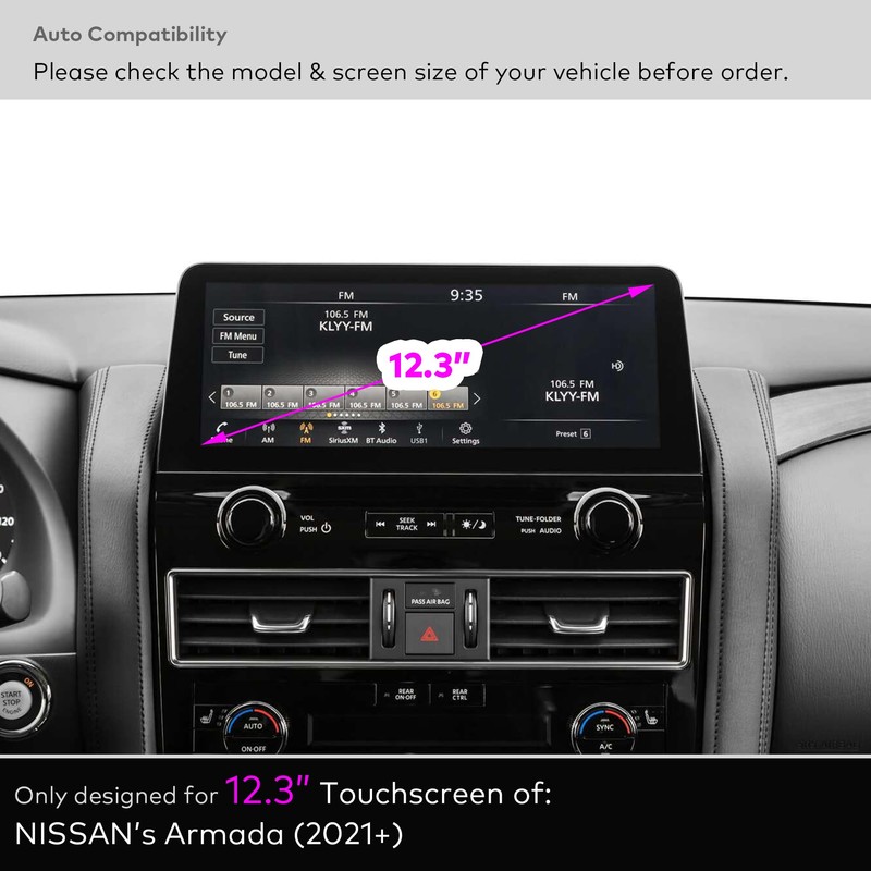 INNOSURE Tempered Glass Screen Protector for 2021/2022/2023/2024 Nissan Armada S/SV/Midnight/SL/Platinum