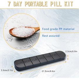 NINFEIQI Weekly Pill Boxes 7 Day 1 Times a Day, 7 Day Pill Box Organiser, Tablet Organiser for Tablets, Vitamins, Medication and Cod Liver Oil