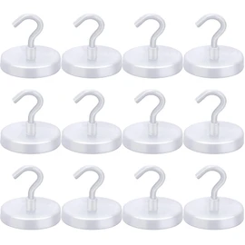 LOVIMAG Cruise Ship Essentials, 150Lbs Magnetic Hooks Heavy Duty, White Magnetic Hooks for Cruise Cabins, Strong Magnetic Hooks for Hanging-12 Pack