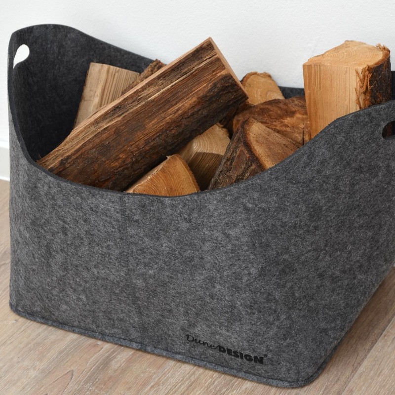 DuneDesign Artificial Felt Bag 40x25x30cm basket for firewood shopping 15KG