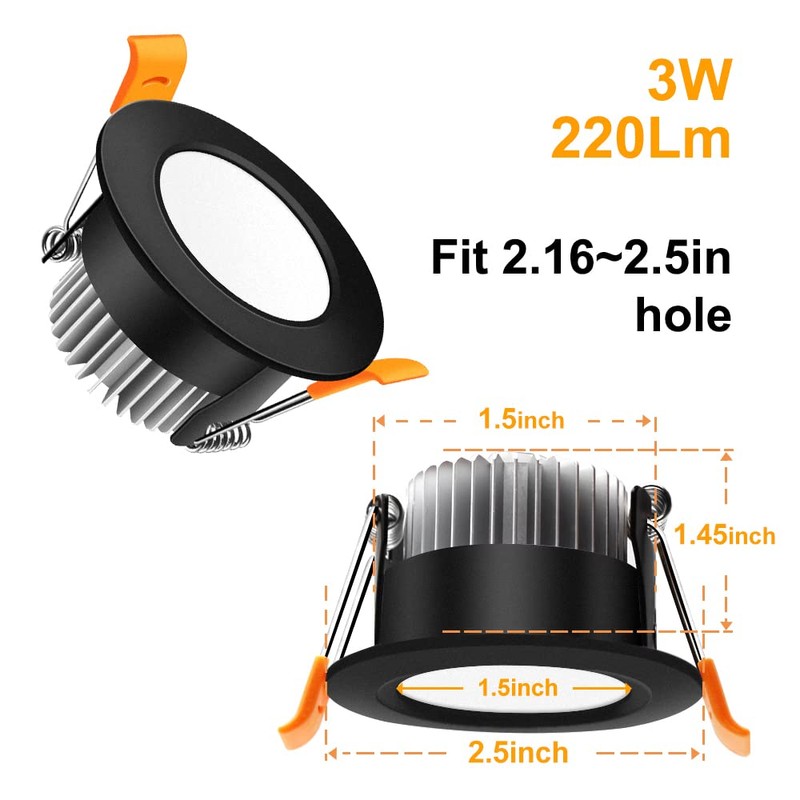 LEDLightsWorld 2 Inch LED Recessed Lighting Dimmable Downlight, 3W(35W Equivalent),