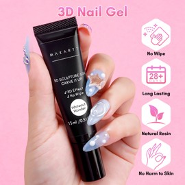 Makartt 3D Nail Gel for Nail Art: No Wipe 15g White Sculpting Molding Candy Craving Gel Polish Rhinestone Nails Charm Glue Decoration Manicure Designs (Whiteout Wonder)