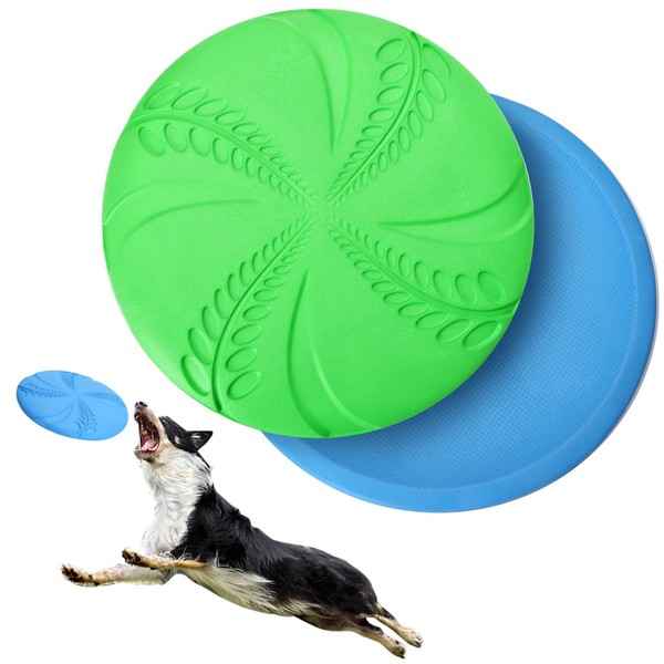 Nobleza Frisbees for Dogs, 2 x Interactive Frisbee Dog Toy, Rubber Flying Disc for Sports, Exercise, Activity and Full Play, D20 cm for Large and Medium Dogs
