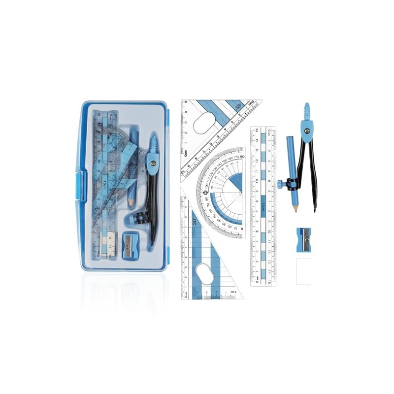 Maths Set | 8Pcs Compass Maths Protractor and Compass Set