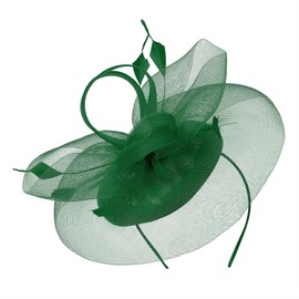 Zando Fascinators for Weddings, Feather Mesh Fascinator Clip, Faux Flowers Green Fascinator, On A Headband Wedding Prom 2025, Hair Accessories Wedding Guest, Bride Hat, Green, One Size
