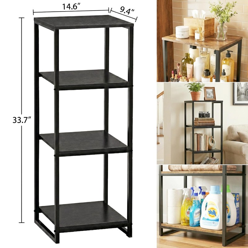 FONHAYE 4-Tier Bathroom Shelving Unit, Narrow Corner Slim Rack, Black