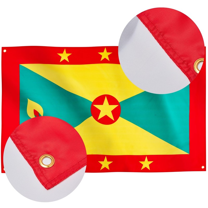 Runesol Grenada Flag, 91x152cm, 3ft x 5ft, 4 Grommets, Eyelet