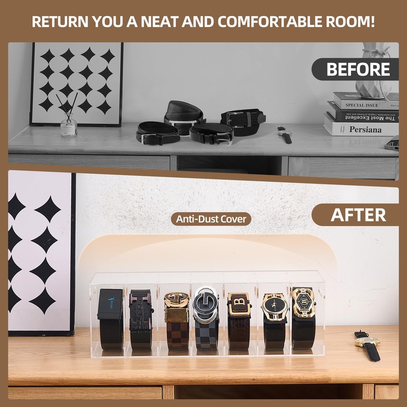 Cool Blang Acrylic Belt Organizer with Dust Cover – Clear