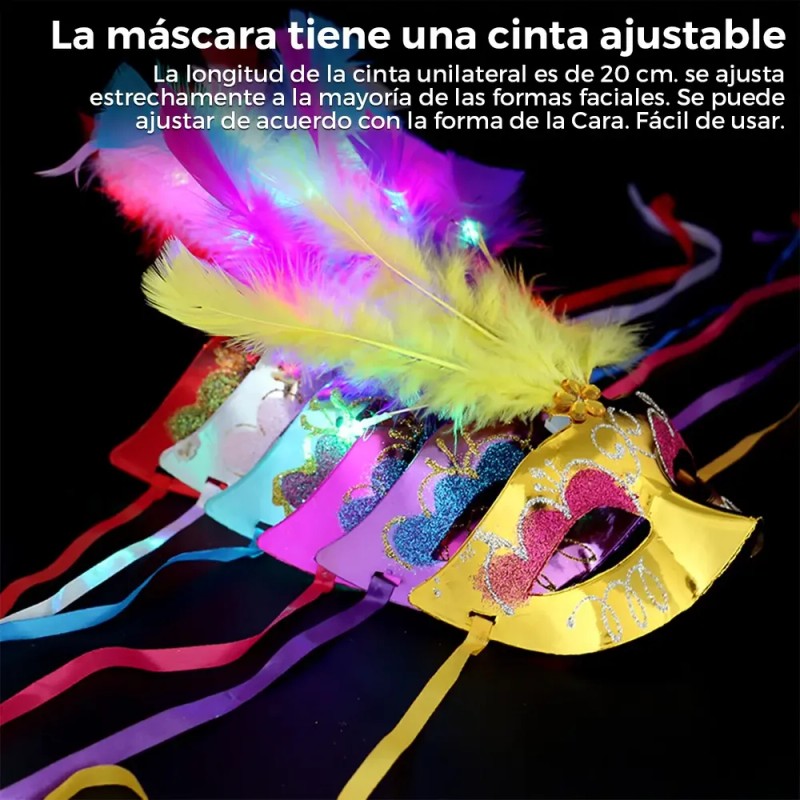 6pc Antifaz Flores Fiesta Máscara Carnaval Cosplay Halloween Floreado /led