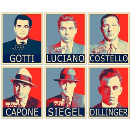 Famous Mobsters Mugshots Hope Posters - Set of 6 (8 inches x 10 inches) Pictures - Al Capone Bugsy Siegel Lucky Luciano John Gotti Frank Costello John Dillinger
