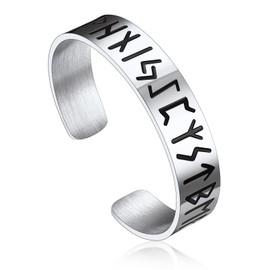 Bandmax Viking Bracelet Rune Bracelet Men Women Stainless Steel Bangle Open 15 mm Wide Charm Bracelet Cuff Bracelet Viking Jewellery Accessories, Stainless Steel