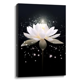 Zen Wall Art Lotus Wall Decor Black Painitng Canvas Canvas Prints Flower Blossom Pictures Spirtual Meditation Artwork for Yoga Room Living Room Office Home Framed(Art-8,12.00"x18.00")