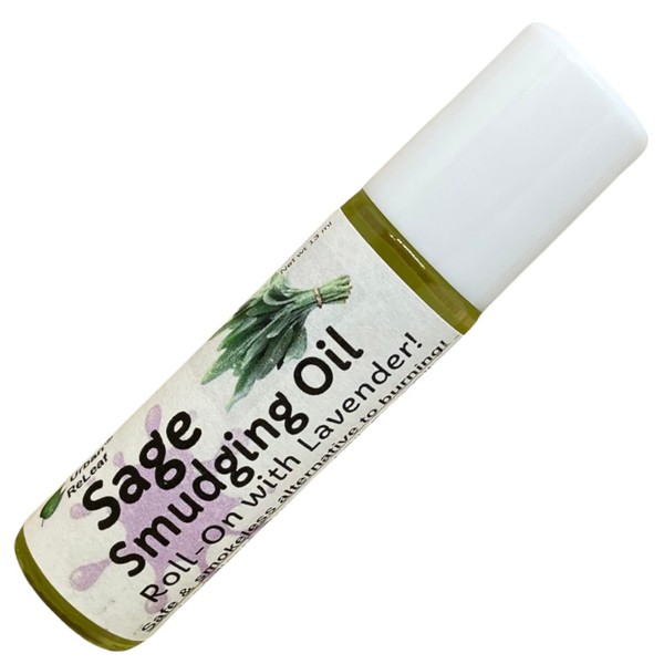 Urban ReLeaf Sage Smudging Oil Roll-On with Lavender! Cleansing, Energy, Clearing, Anointing, Blessing, Protection. Smokeless Alternative. 100% Natural, Vegan, Made Fresh in USA
