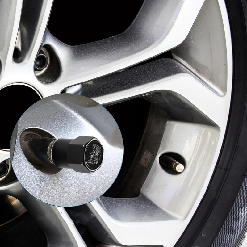 4Pack Anti-Corrosion Tire Valve Stem Caps Metal Black fit for