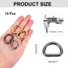 MECCANIXITY 15Pcs 0.6 x 0.6 Inch Metal D Rings, Black
