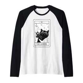 Witchy Black Gothic Cat Tarot Card Funny Cat Lover Raglan Baseball Tee