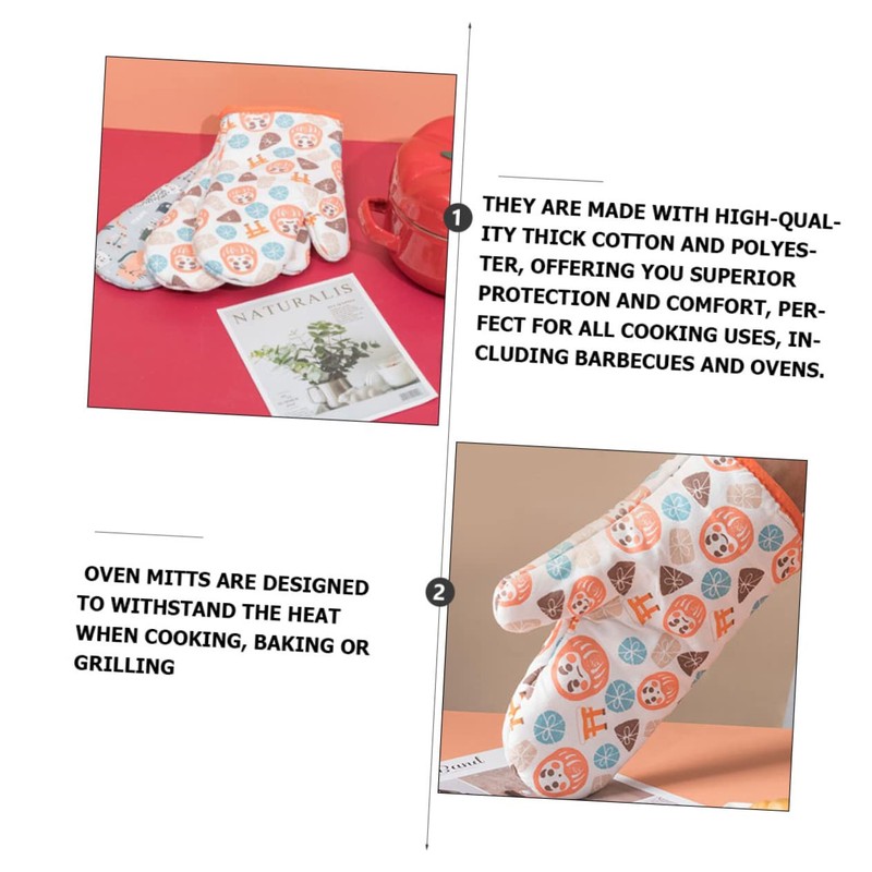 Ipetboom 1 Pair Heat Resistant Mitts Non Slip Oven Gloves