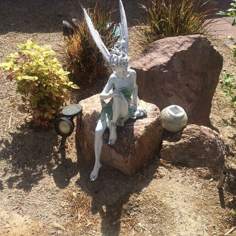 Sitting Fairy Statue Sculpture Figurine Resin Garden Ornament Craft Landscaping