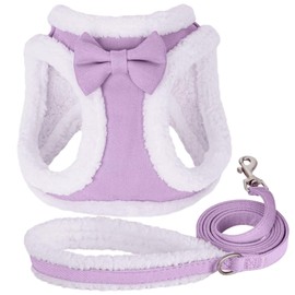 Didog Small Dog Harness and Leash Set, Winter Warm Dog Harness, No-Pull Adjustable Soft Padded Dog Vest for XS Small Sized Dogs (Purple, XS)