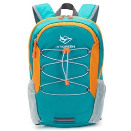IVYGREEN Little Kids Hiking Backpack for Boys or Girls, Small Daypack for Camping or Travel (Teal blue, Medium)