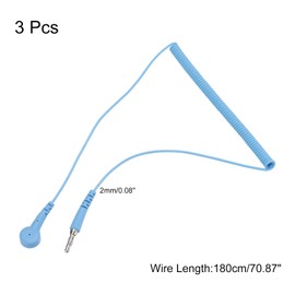 sourcing map ESD Grounding Cable Cord 180cm/71 Inch Long,Anti-Static Ground Wire Cable Lantern Tip + Buckle for Eliminate Conductor Electrostatic,Pack of 3(Blue)