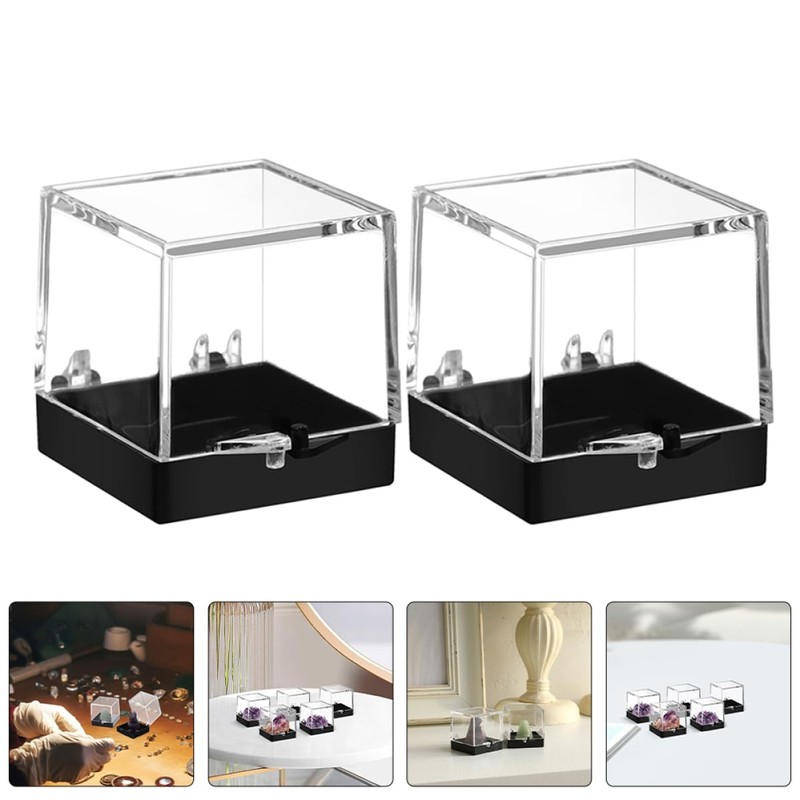 BUGUUYO Plastic Mini Gemstone Display Box Mini Specimen Case for
