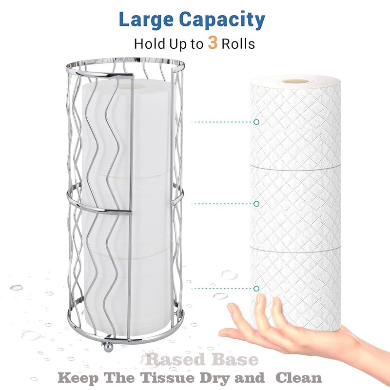 Megier Decorative Metal Standing Toilet Tissue Holder for Bathroom/Powder Room,