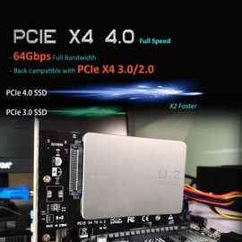 GLOTRENDS PU11 U.2 to PCIe 4.0 X4 Adapter for 2.5 Inch U.2 SSD, PCIe 4.0 X4 Full Speed