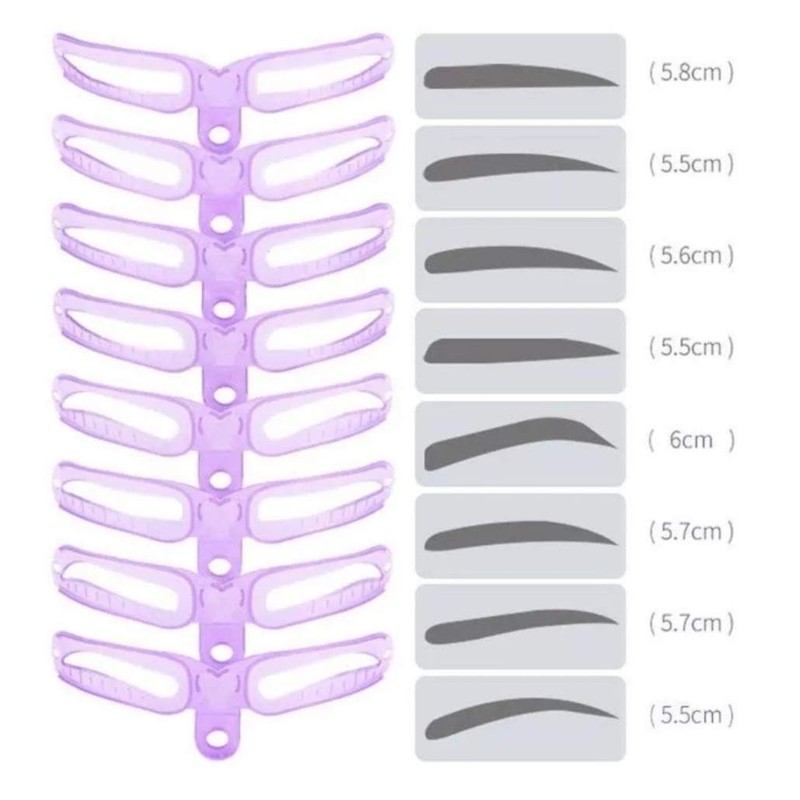 Pack of 8 Eyebrow Stencils for Beginners, Reusable DIY Eyebrow