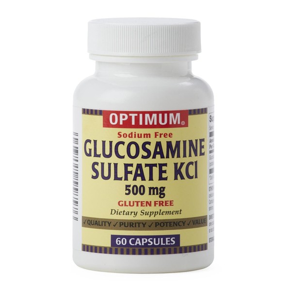 Optimum Glucosamine Sulfate KCI 500mg, 60 Capsules Each (Pack of 2)