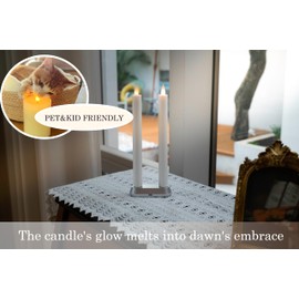 CozierGlow Rechargeable Flameless Taper Candles with Remote Timer, 3D Moving Flame Real Wax Led Candles (Includes Remote Control, Charging Base, and USB Cable) (Rech-2Taper-White, 9in)