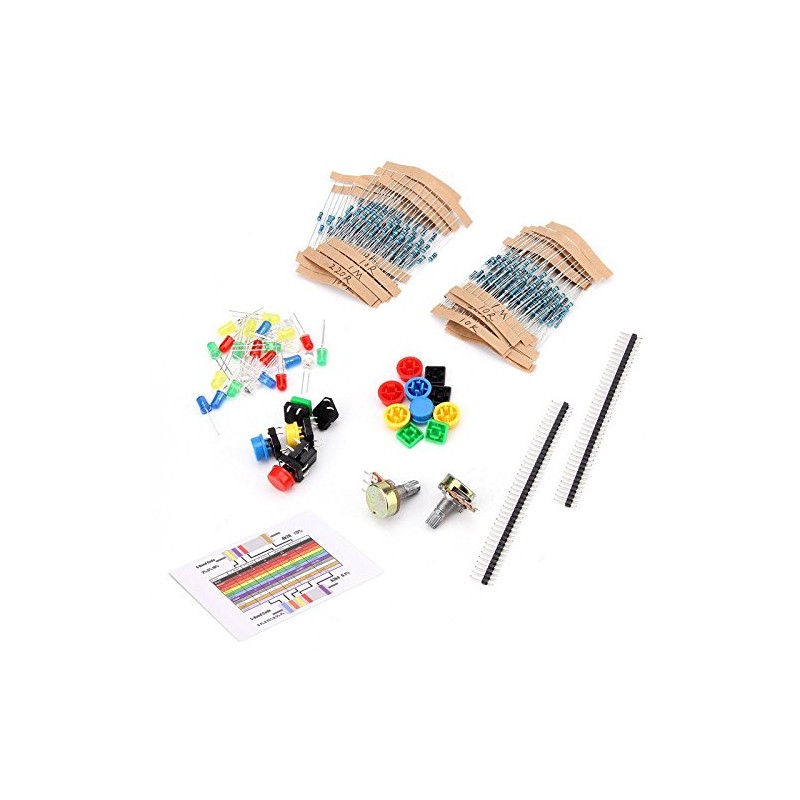 LAFVIN Electronics Component kit with resistors,Pin Header,LEDs, Switch, Potentiometer,for Arduino