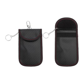 VekAuto 2 Pcs Faraday Pouch, RFID Signal Blocking Bags Universal for Car Key Keyless Car Starter, Key Fob Protector Carbon Fiber Black with Hook
