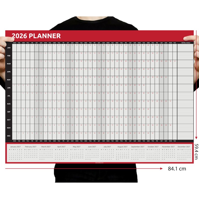 2026 Wall Planner Calendar A1 Size (84cm x 59cm) Full