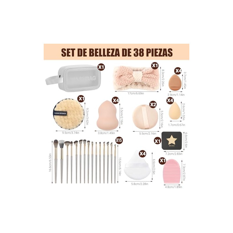 38 Piezas Makeup Brush Set, Brochas de Maquillaje Profesional
