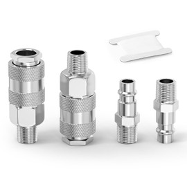 ERGAOBOY 2 Set 1/4" BSP Female Industrial Air Coupler and Plug Kit Couplings Connector, 3 in 1 High Flow Pneumatic Fittings
