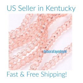50 pcs 4x3mm Austrian Light Rose Rondelle Crystal beads! Free Ship! 3x4mm