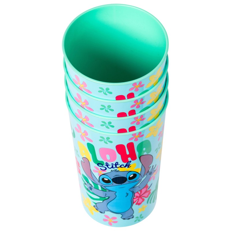 Silver Buffalo Lilo Stitch Aloha Stitch Colorful 4pc 22oz Plastic